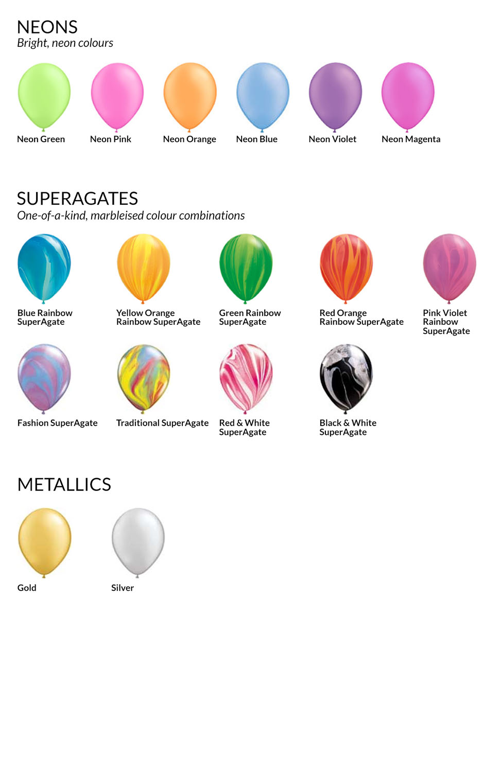 Balloon Colour Chart
